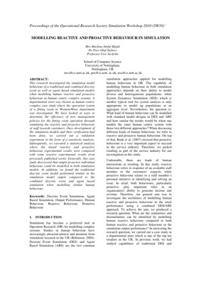 PDF दस्तावेज़ कवर - सिमुलेशन में प्रतिक्रियाशील और सक्रिय मानव व्यवहार का मॉडलिंग: एक DES बनाम DES/ABS तुलना